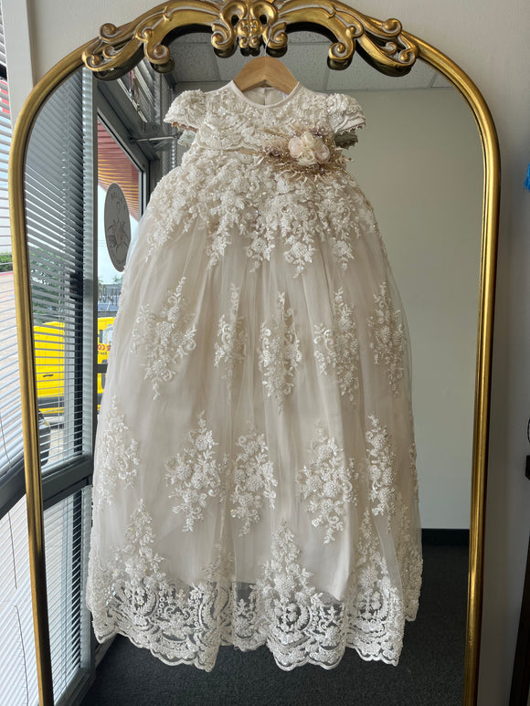 Karol Baptism Dress in Champagne