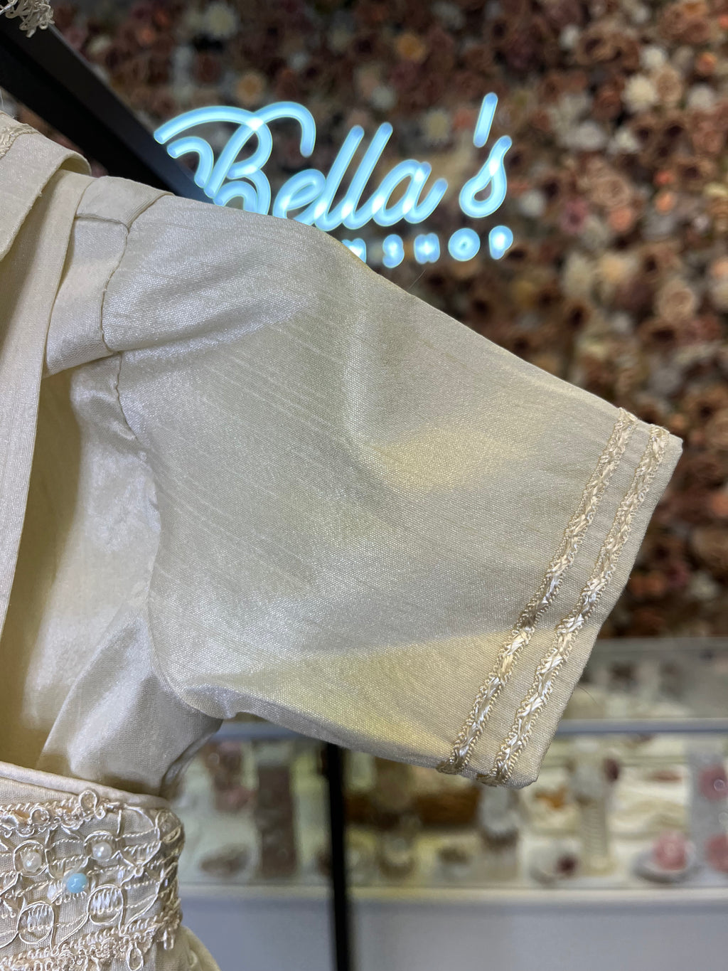 Prince Samuel boy outfit in Champagne with blue stones FINAL SALE/VENTA FINAL