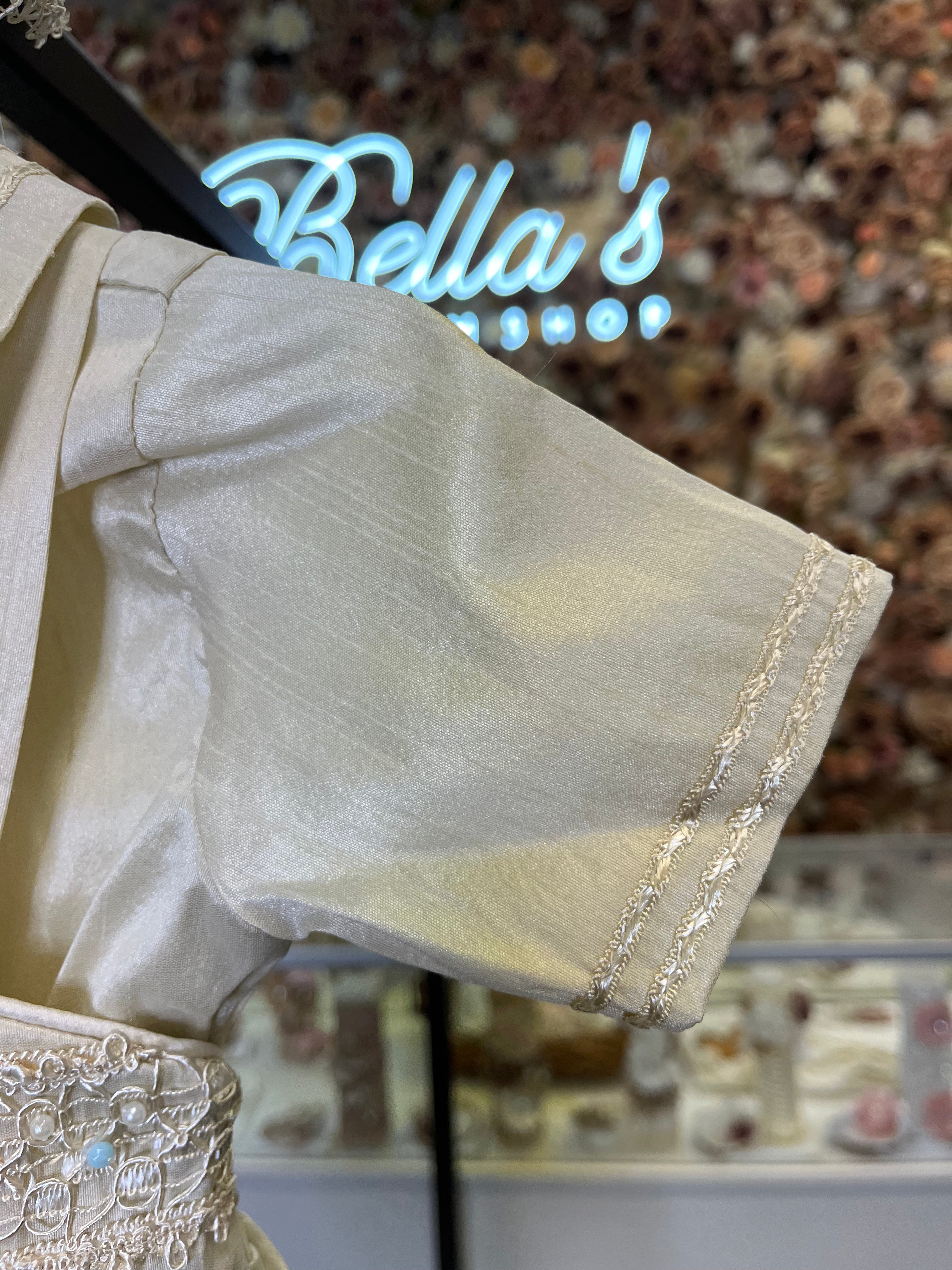 Prince Samuel boy outfit in Champagne with blue stones FINAL SALE/VENTA FINAL