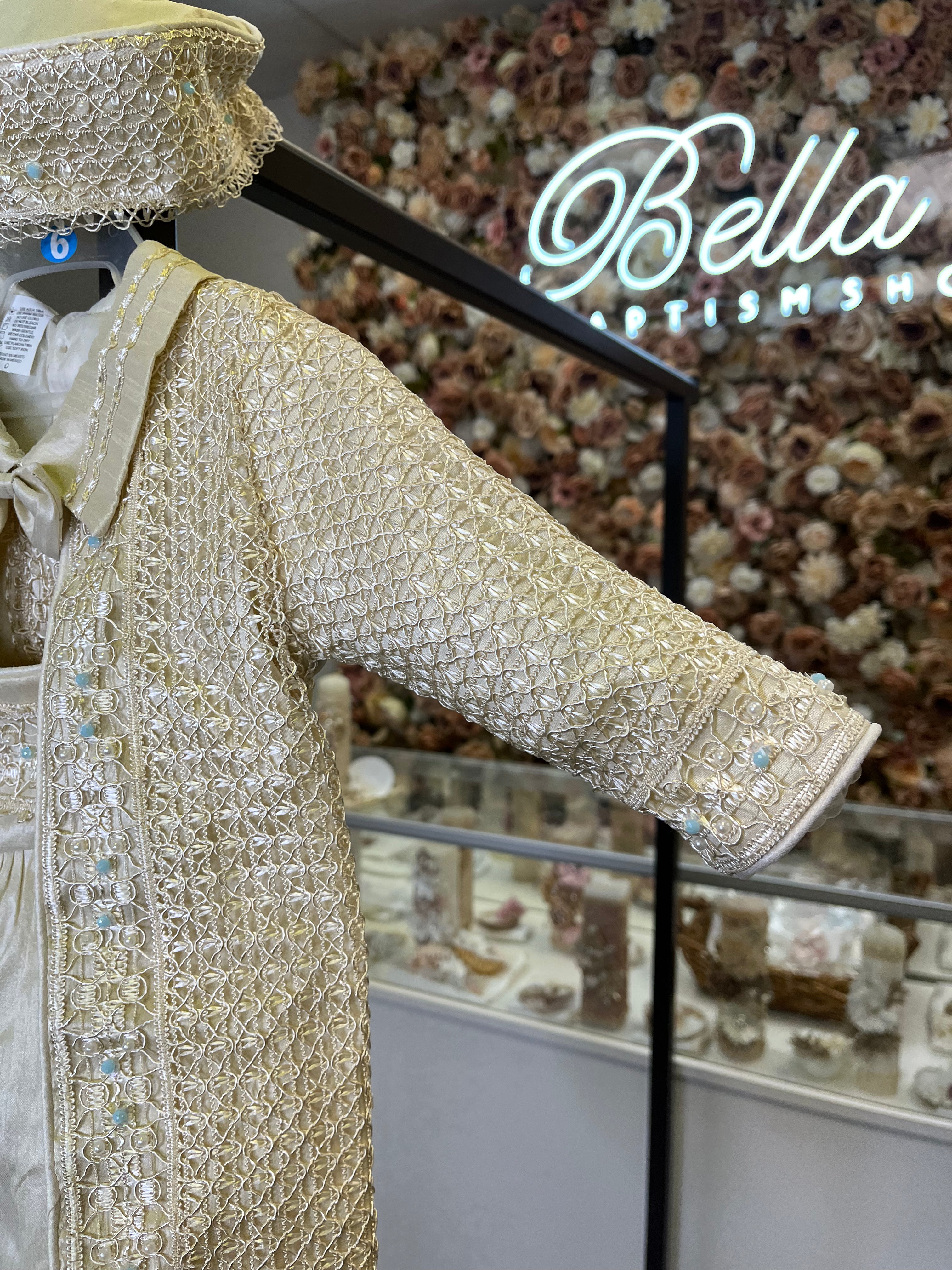 Prince Samuel boy outfit in Champagne with blue stones FINAL SALE/VENTA FINAL