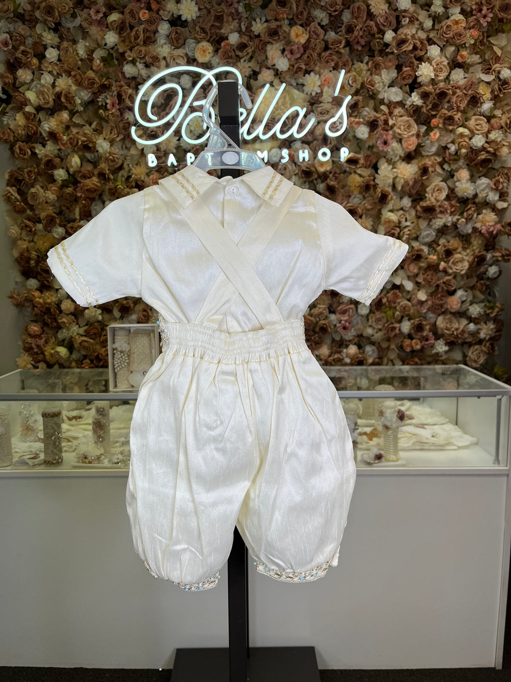 Prince Samuel boy outfit in ivory with blue stones FINAL SALE/VENTA FINAL