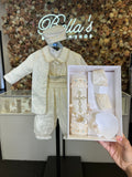 Prince Ricardo boy outfit in ivory with blue stones FINAL SALE/VENTA FINAL