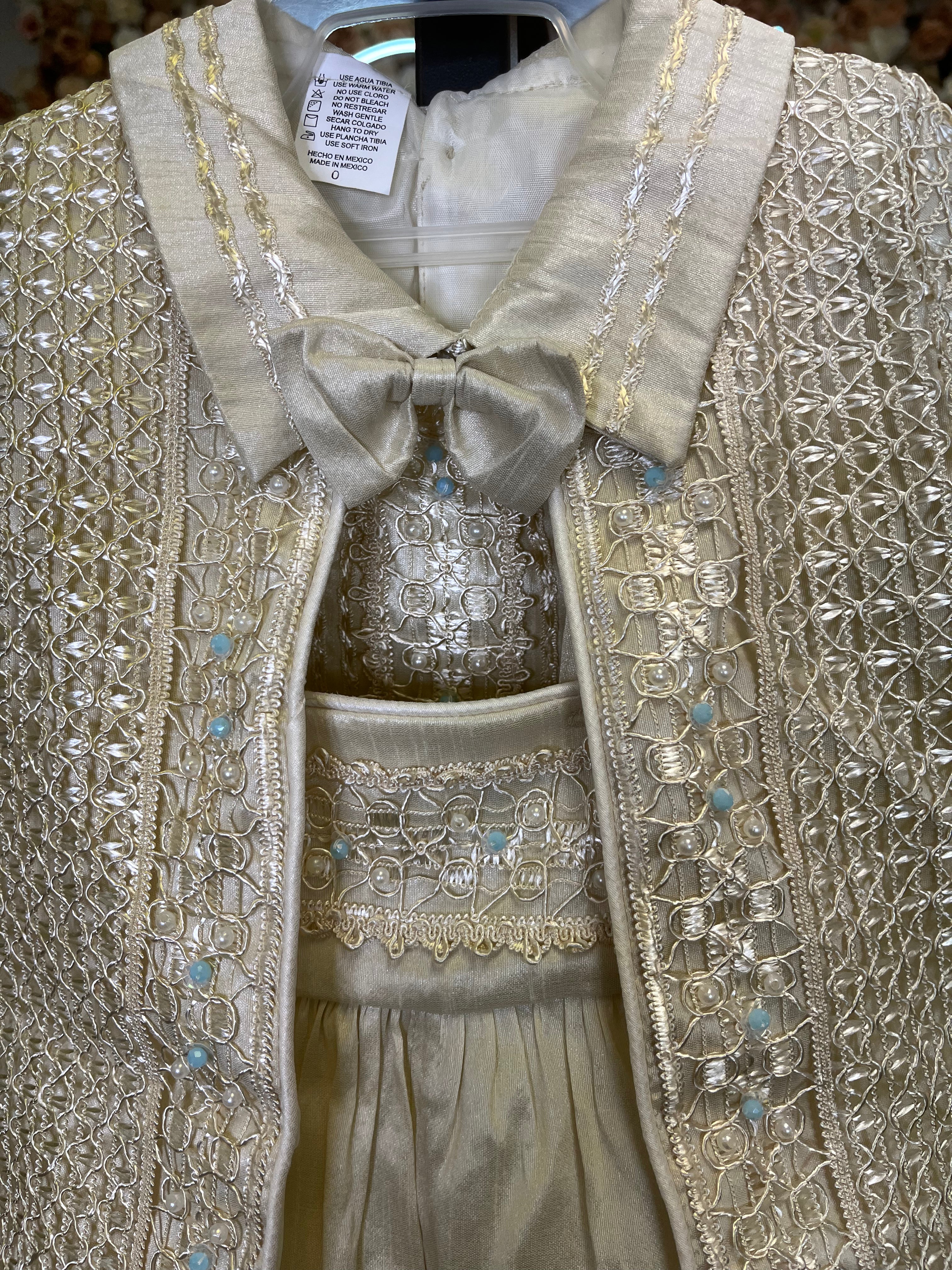 Prince Samuel boy outfit in Champagne with blue stones FINAL SALE/VENTA FINAL