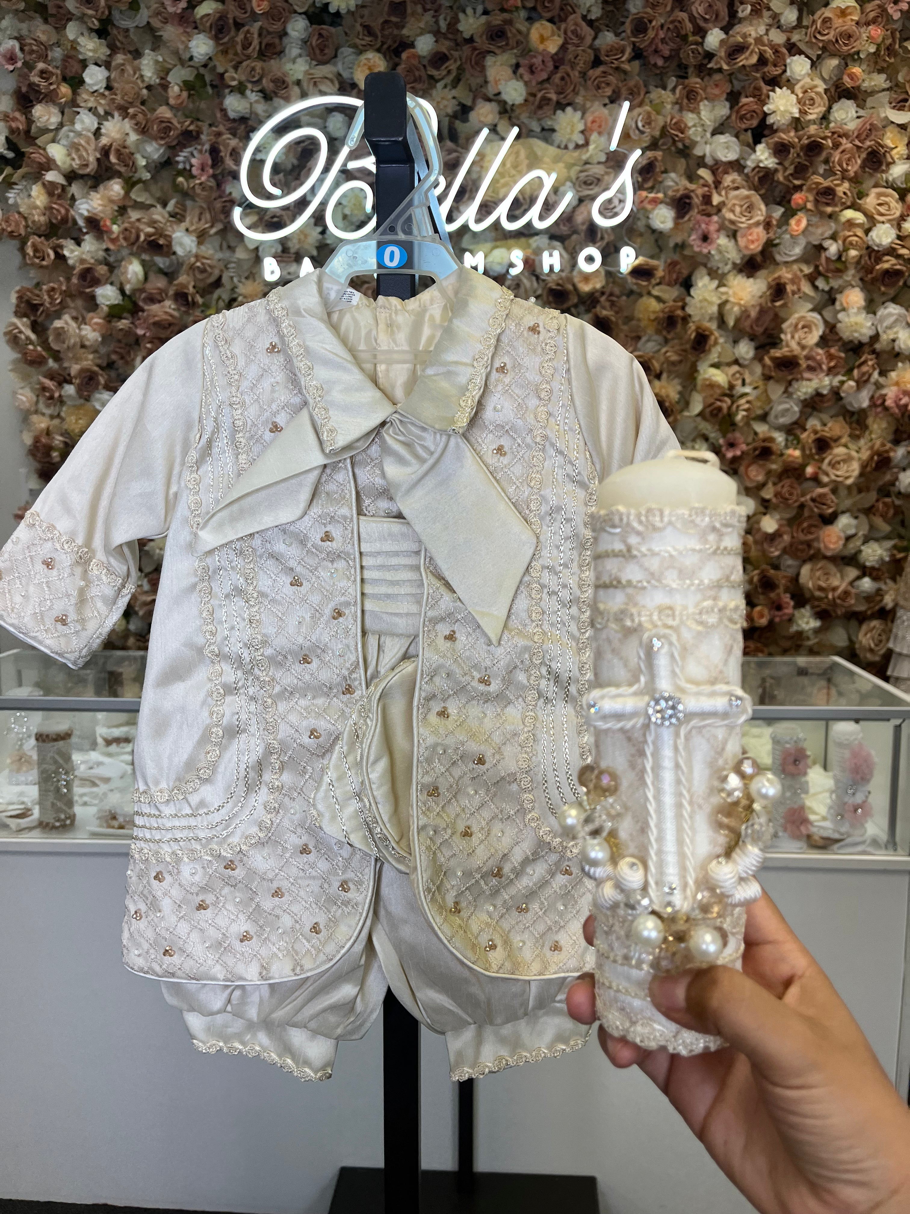 Prince Ovet boy outfit in Champagne FINAL SALE/VENTA FINAL