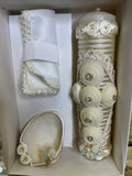 3 piece Cross Baptism Candle Set for boys in Ivory Style 56