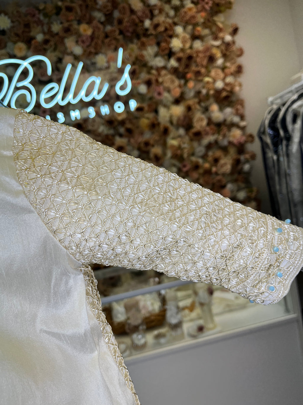 Prince Samuel boy outfit in ivory with blue stones FINAL SALE/VENTA FINAL