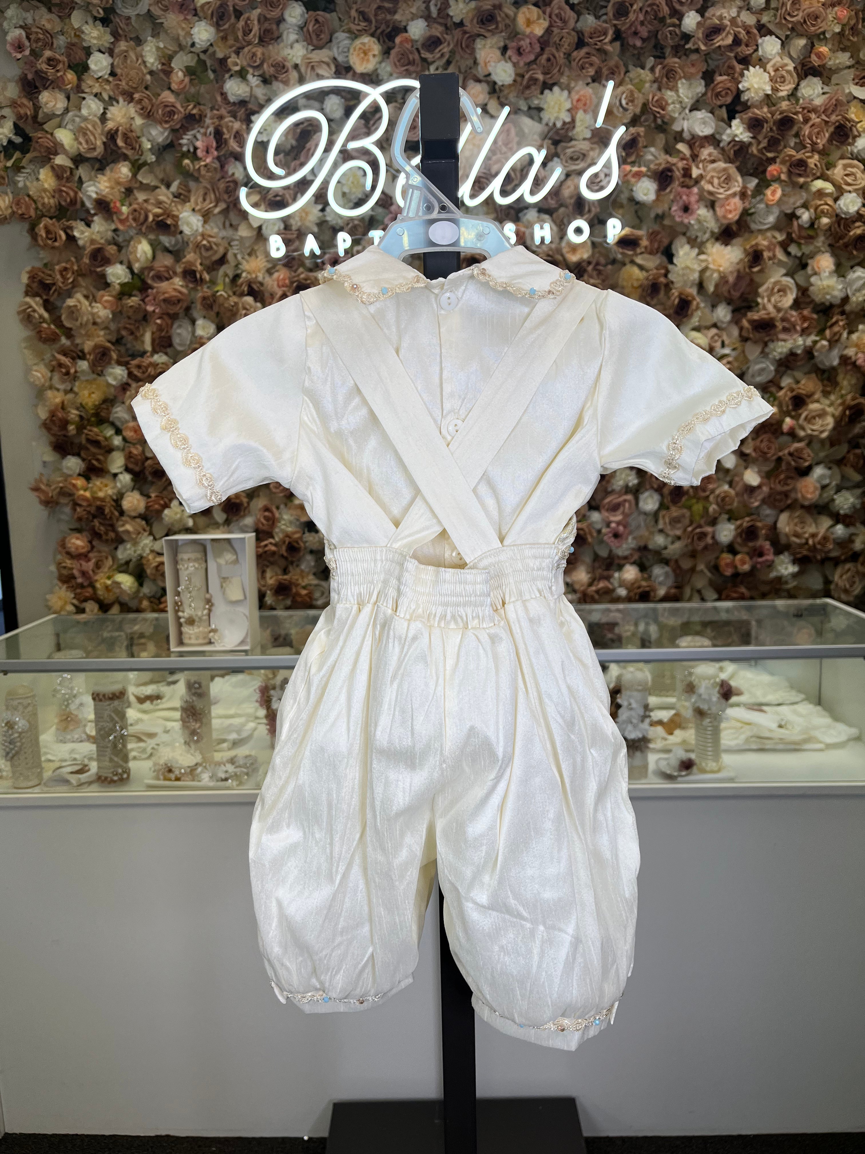 Prince Ricardo boy outfit in ivory with blue stones FINAL SALE/VENTA FINAL
