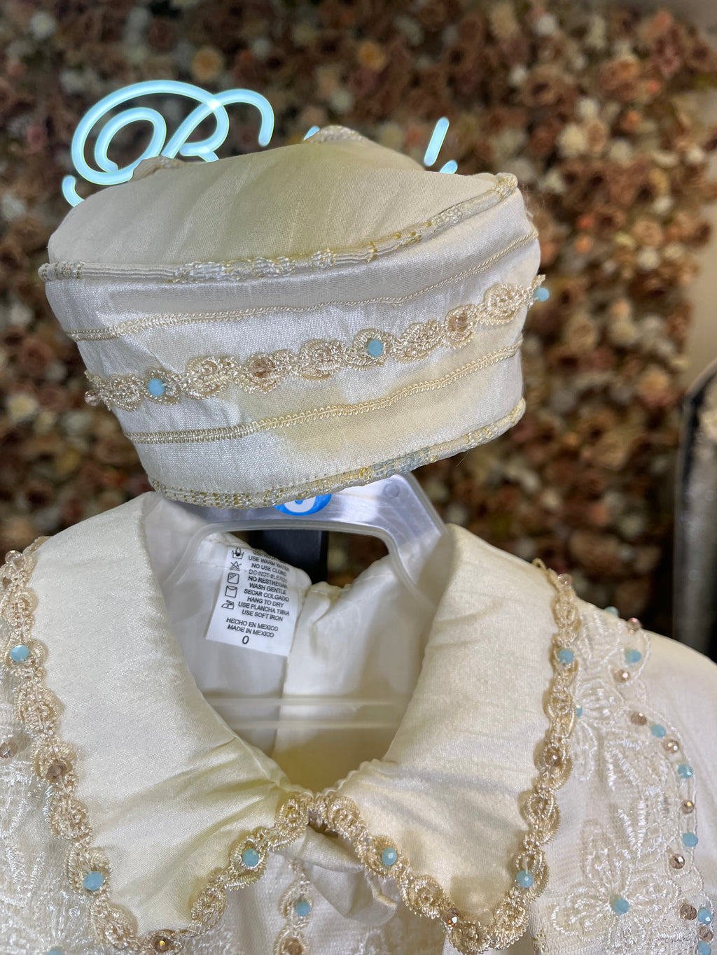 Prince Ricardo boy outfit in ivory with blue stones FINAL SALE/VENTA FINAL