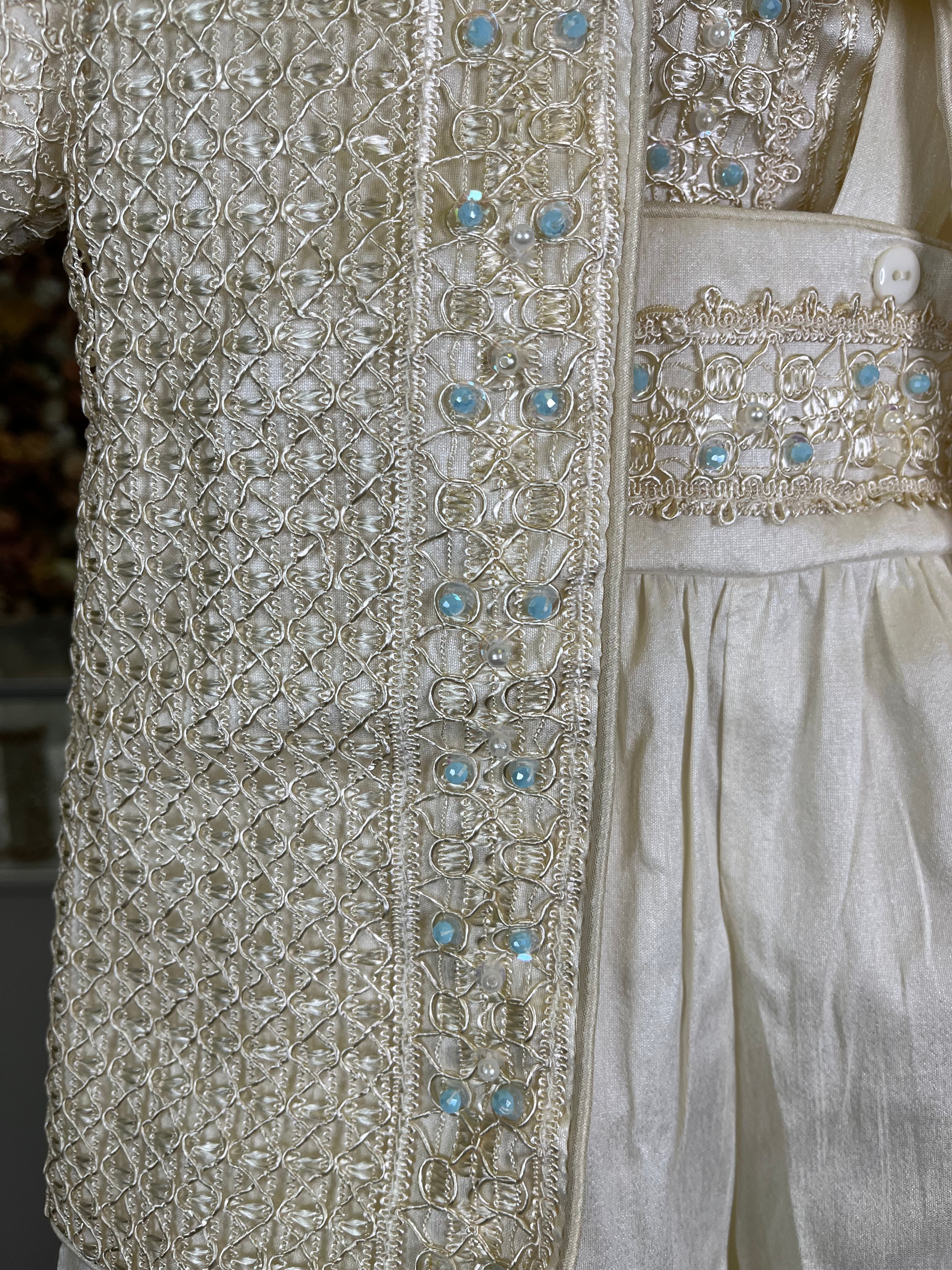 Prince Samuel boy outfit in ivory with blue stones FINAL SALE/VENTA FINAL