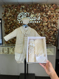 Prince Samuel boy outfit in ivory with blue stones FINAL SALE/VENTA FINAL