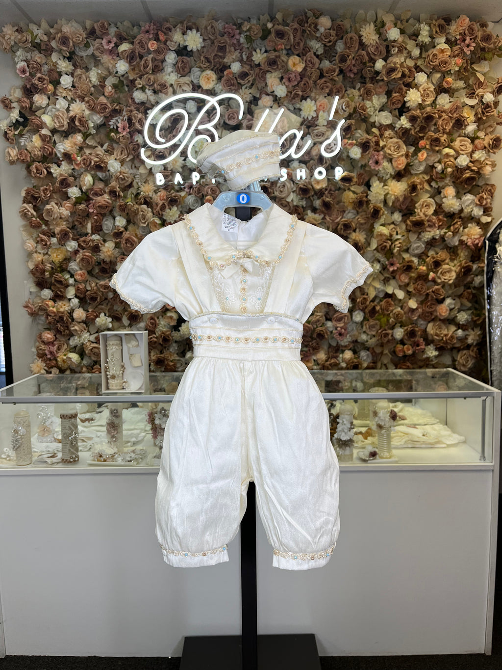 Prince Ricardo boy outfit in ivory with blue stones FINAL SALE/VENTA FINAL