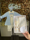 Prince Azul Ivory and Blue baptism outfit