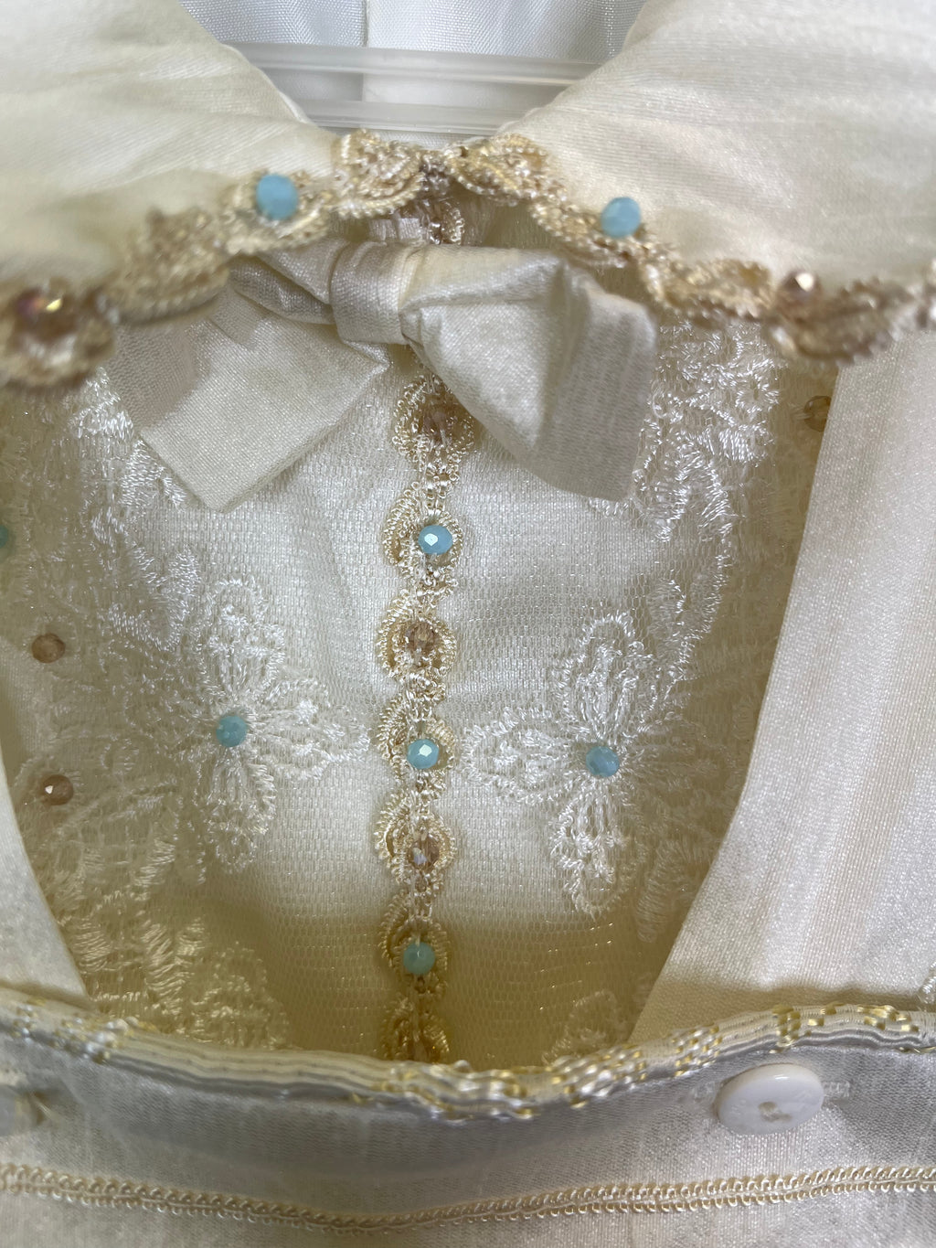 Prince Ricardo boy outfit in ivory with blue stones FINAL SALE/VENTA FINAL