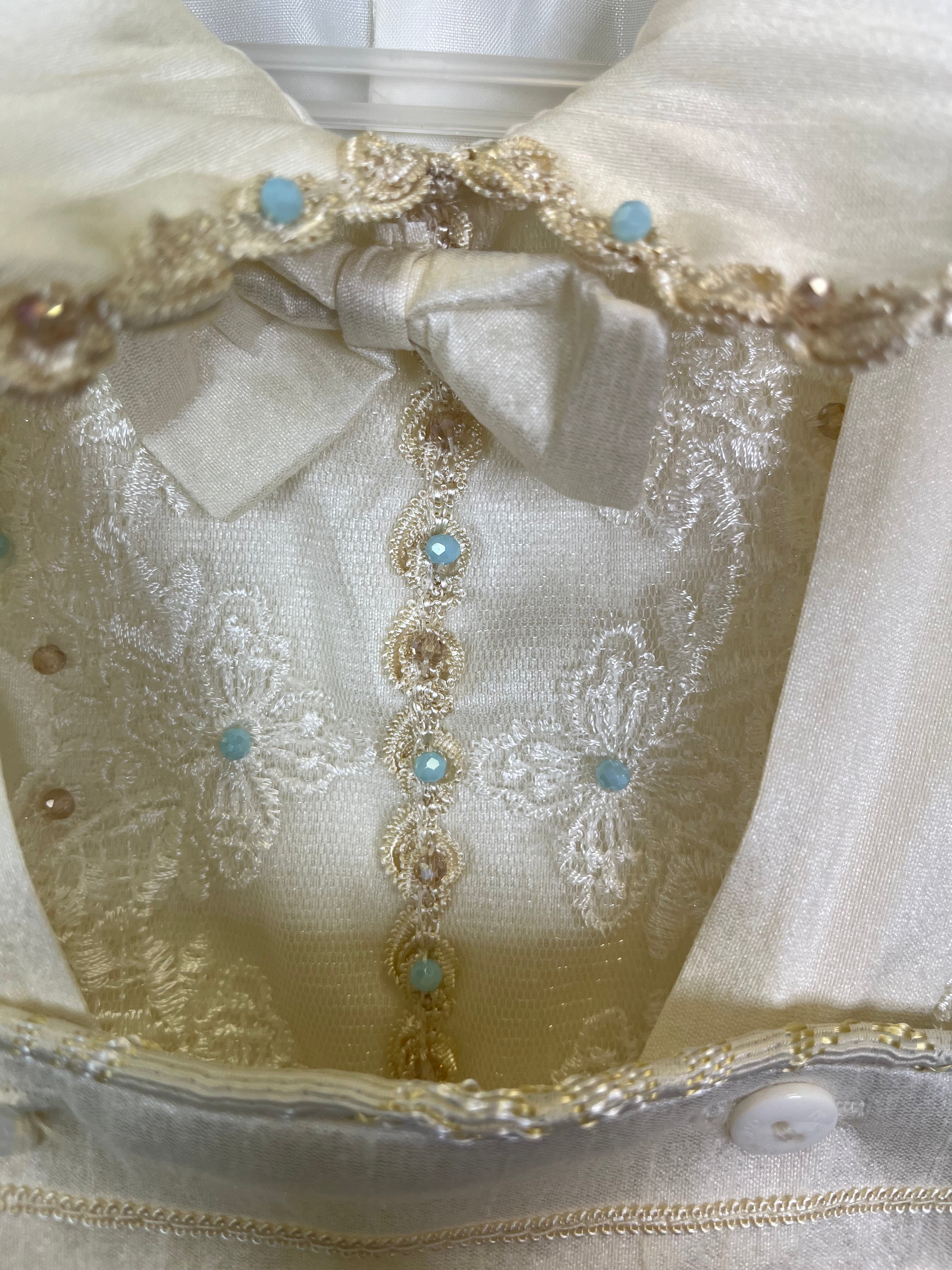 Prince Ricardo boy outfit in ivory with blue stones FINAL SALE/VENTA FINAL