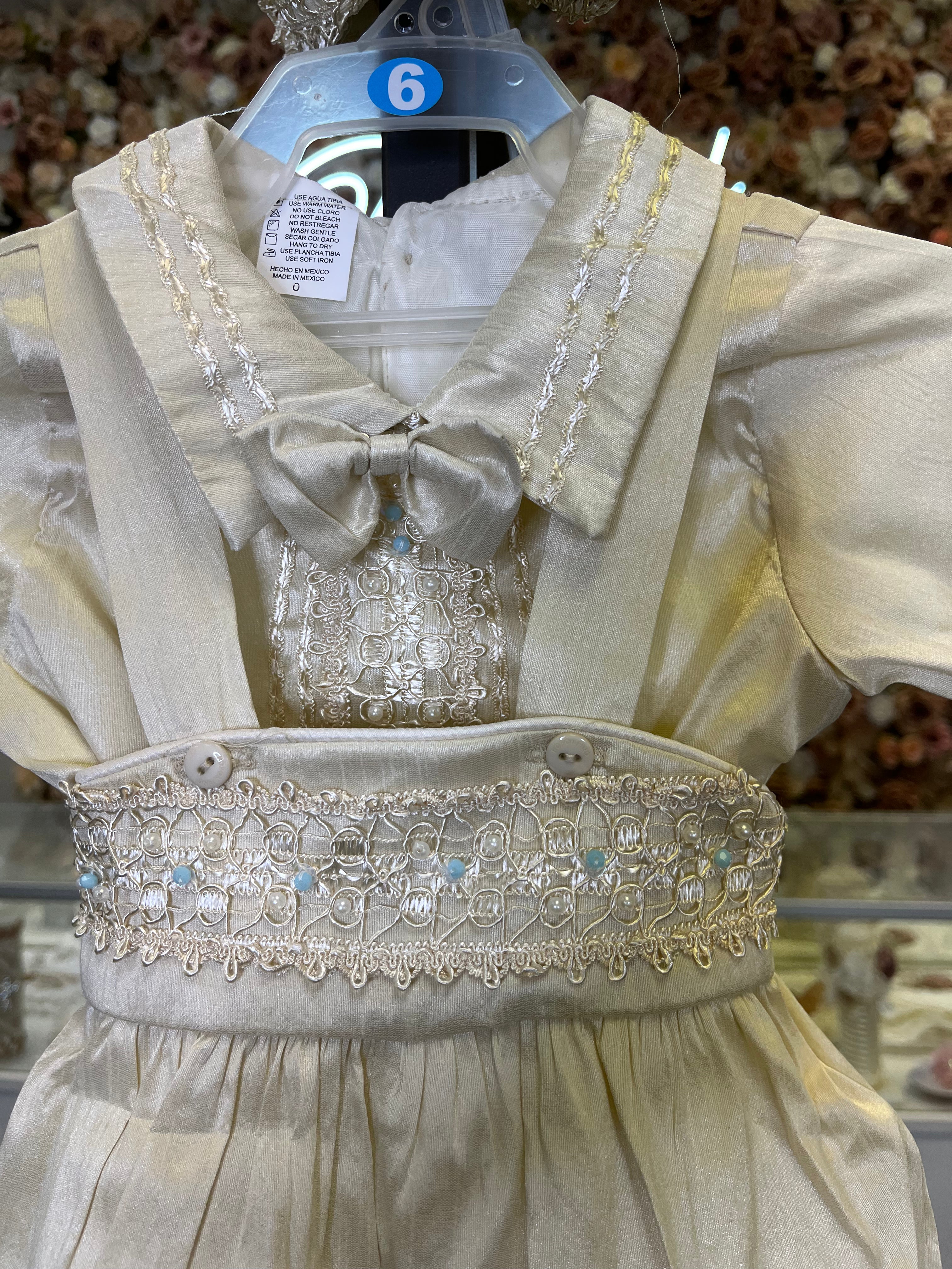 Prince Samuel boy outfit in Champagne with blue stones FINAL SALE/VENTA FINAL