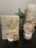 Girl Champagne First communion candle set