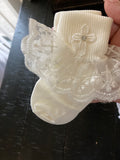 Girl baptism socks with cross