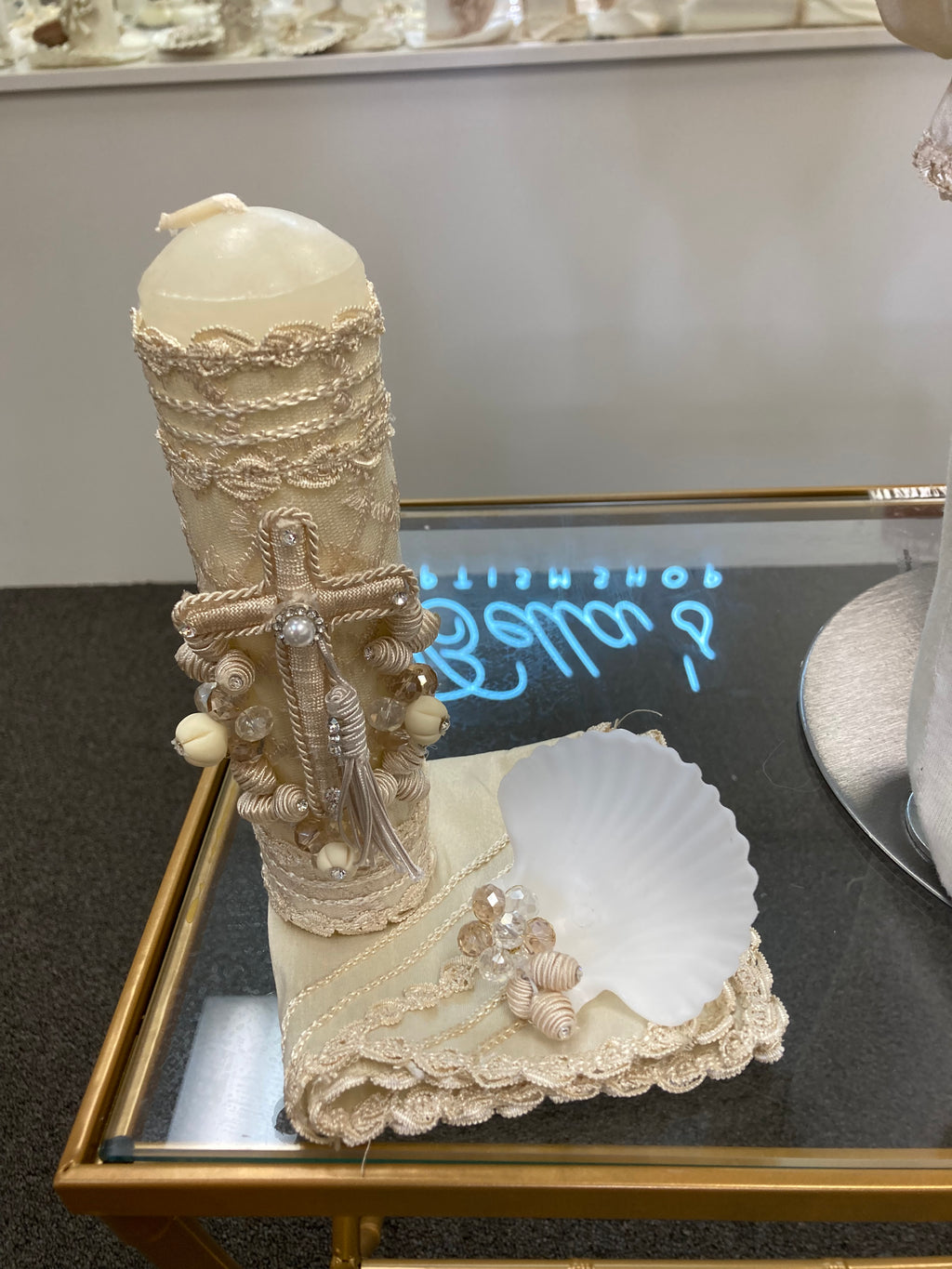 Prince Ovet boy outfit in Champagne with blue stones FINAL SALE/VENTA FINAL