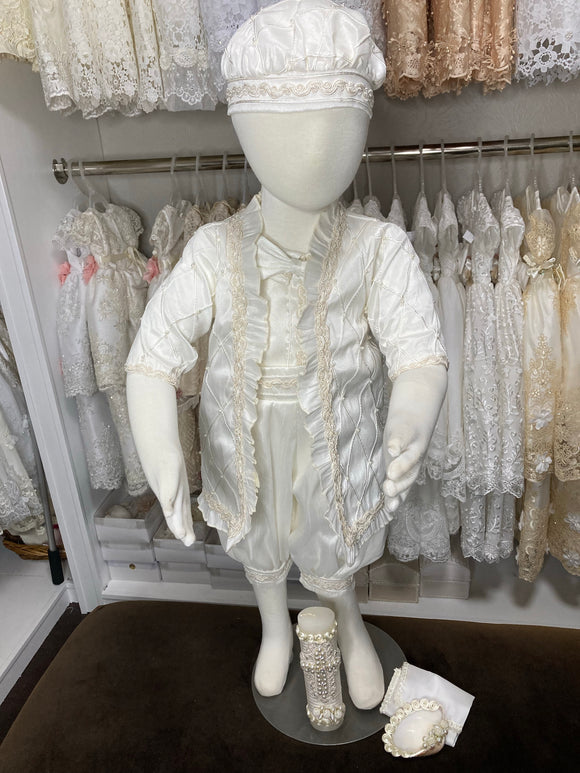 Sebastian boy baptism outfit in Ivory (outfit only)