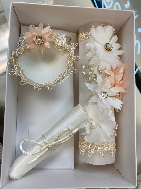 Baptism candle best sale set for girl