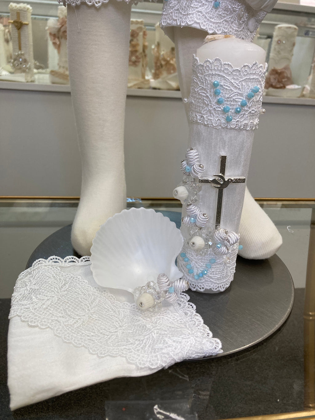 Prince Emmanuel boy outfit in White with Blue stones FINAL SALE/VENTA FINAL