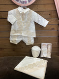 Diego 3 pz baptism Boy Outfit in Ivory