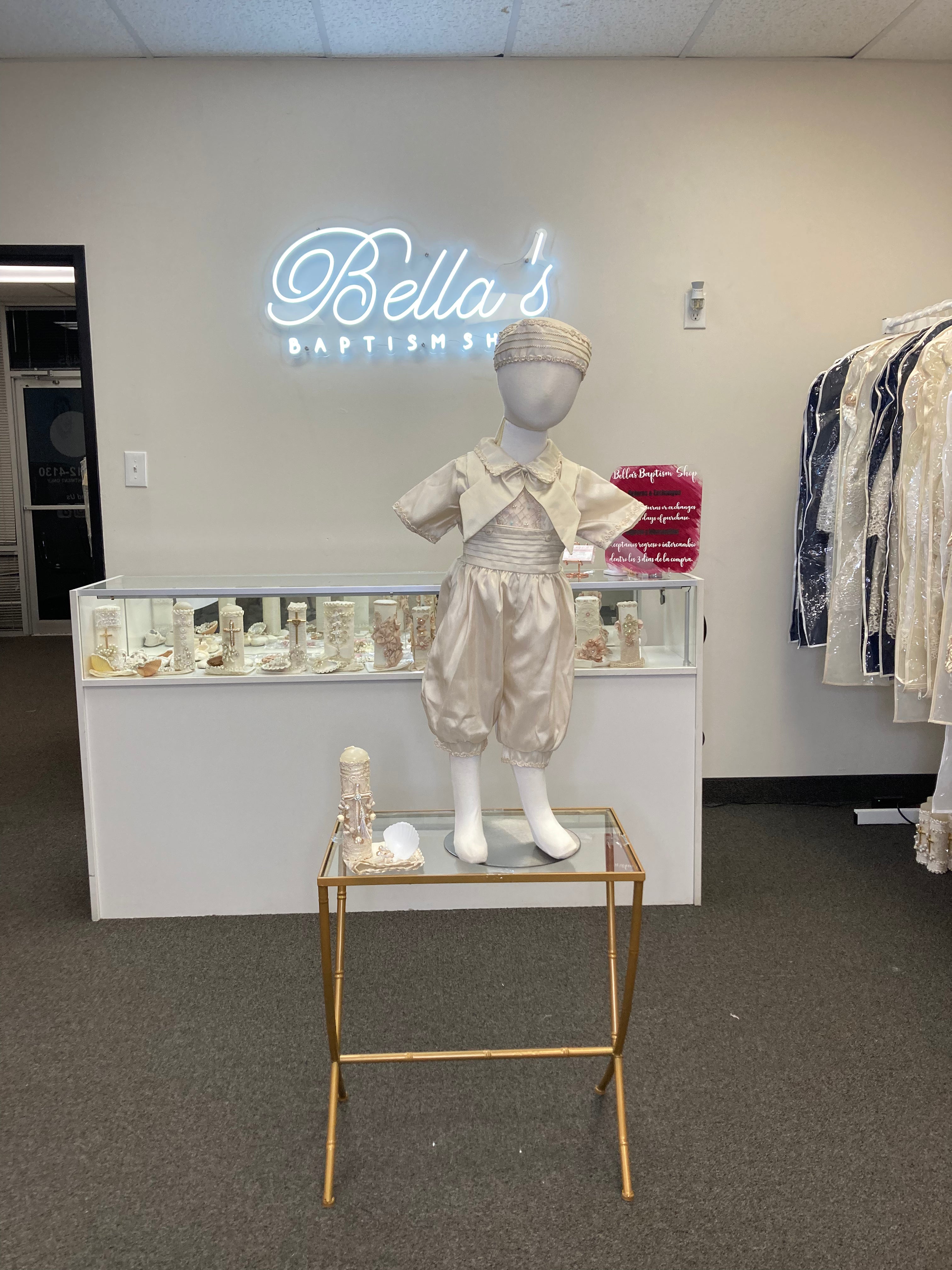 Prince Ovet boy outfit in Champagne with blue stones FINAL SALE/VENTA FINAL