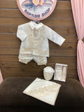 Diego 3 pz baptism Boy Outfit in Ivory