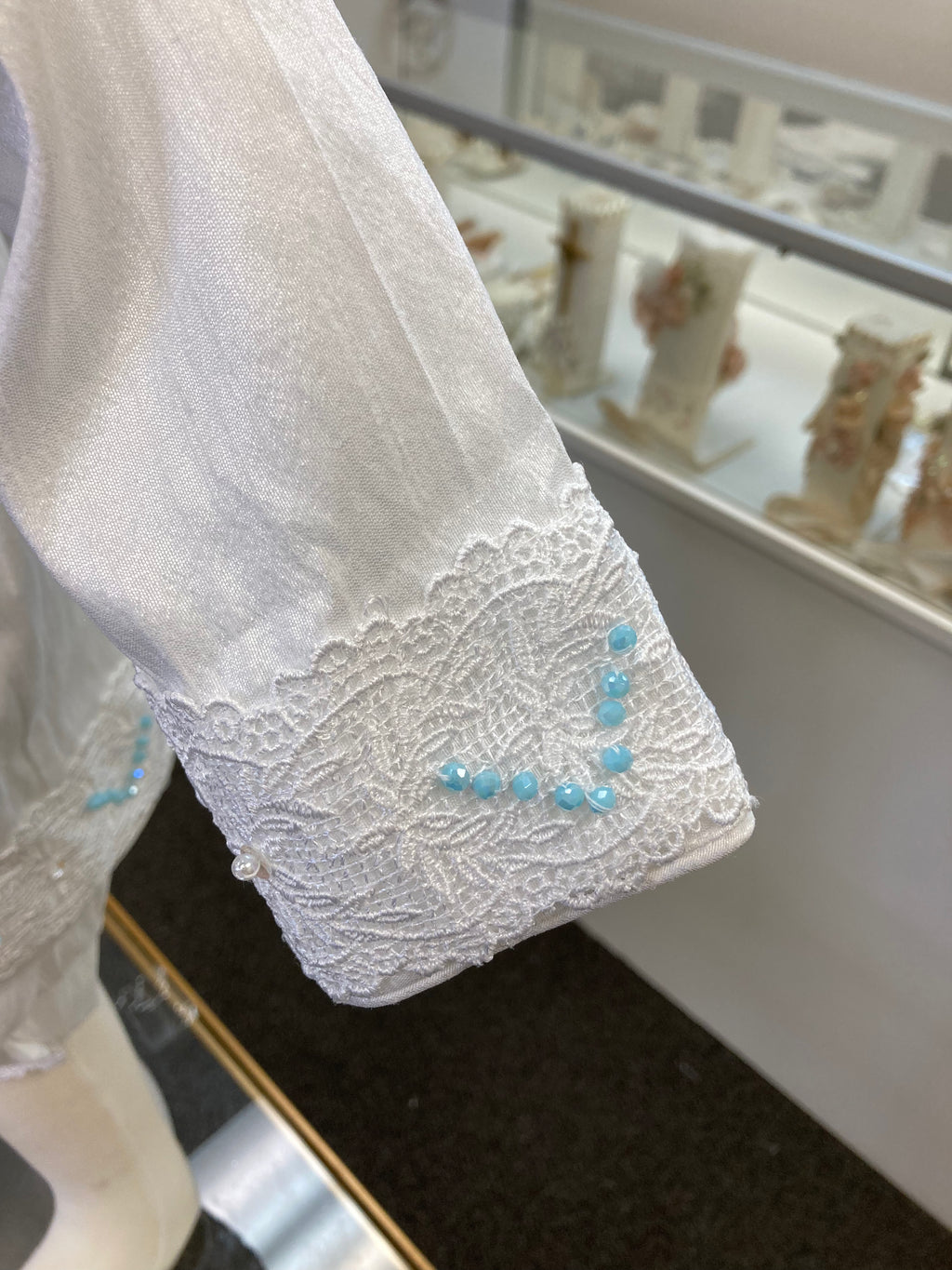 Prince Emmanuel boy outfit in White with Blue stones FINAL SALE/VENTA FINAL