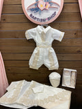 Diego 3 pz baptism Boy Outfit in Ivory