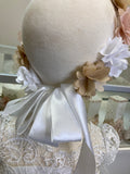 Girl headpiece in white/pink/brown tones Style 19