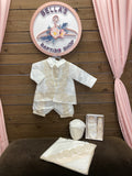 Diego 3 pz baptism Boy Outfit in Ivory