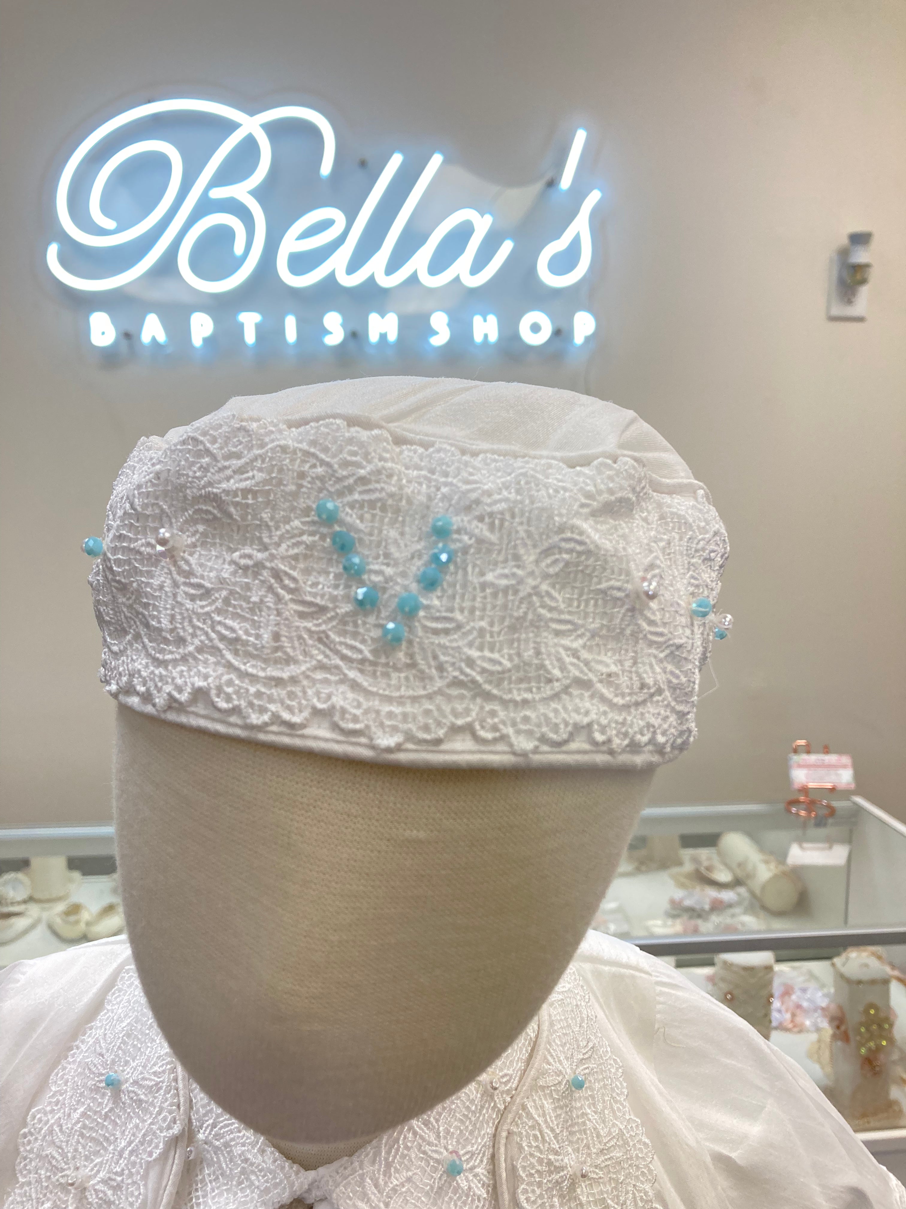 Prince Emmanuel boy outfit in White with Blue stones FINAL SALE/VENTA FINAL