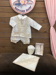 Diego 3 pz baptism Boy Outfit in Ivory